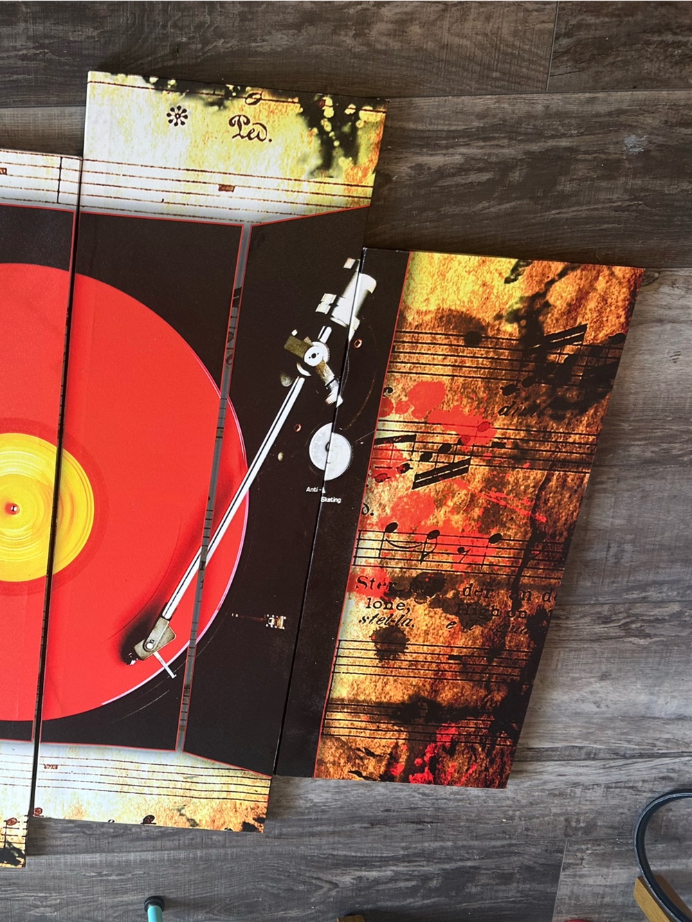 Red Vinyl Record Wall Art Panel Set Large size